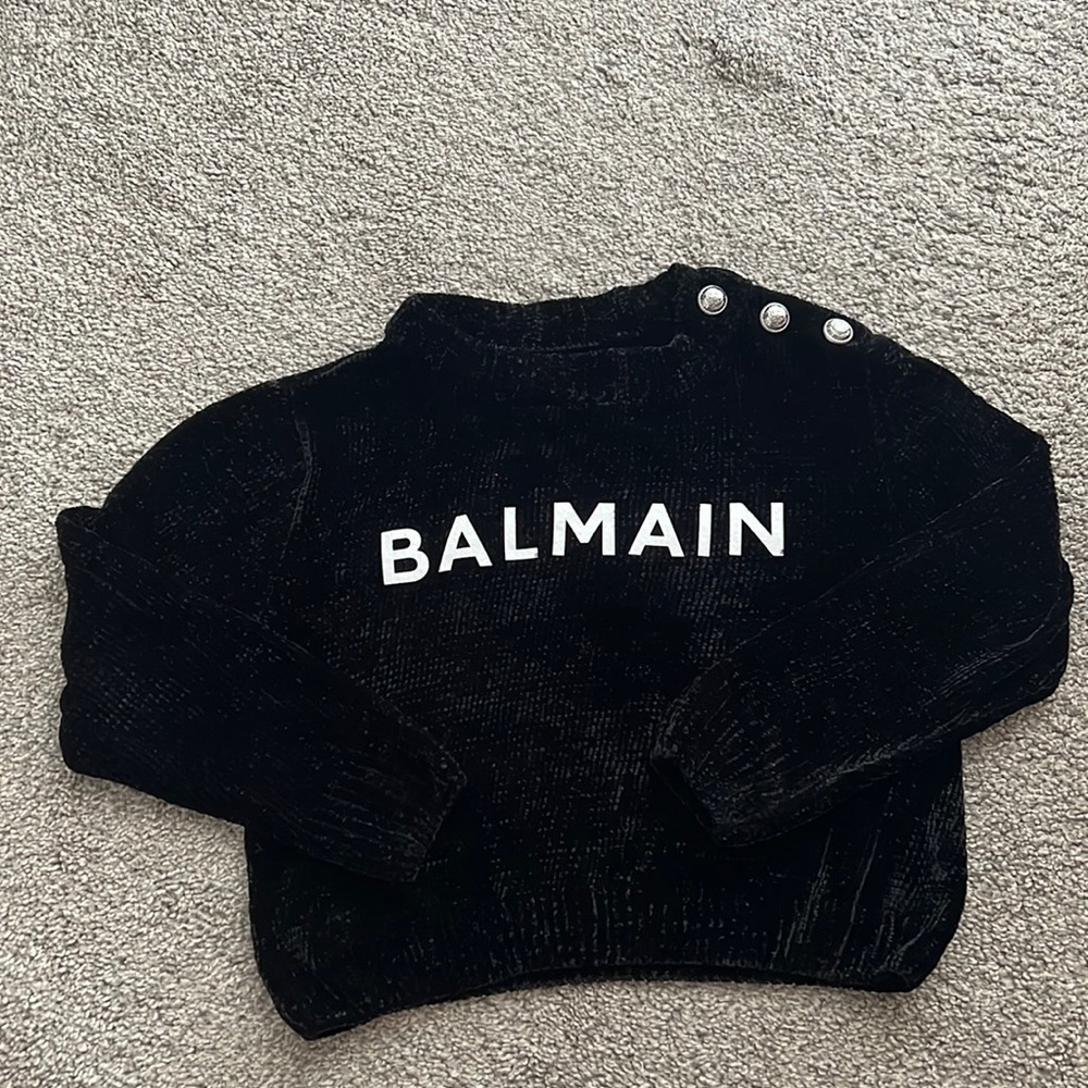 Balmain crochet knit crop toddler sweater